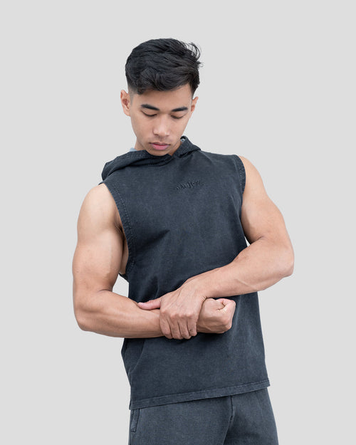Acid Wash Sleeveless Hoodie