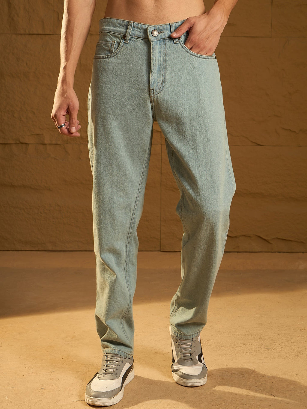 Light Green Korean Baggy Jeans