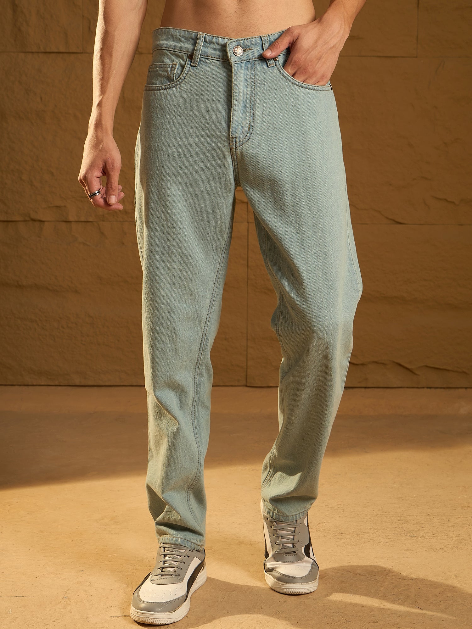 Light Green Korean Baggy Jeans
