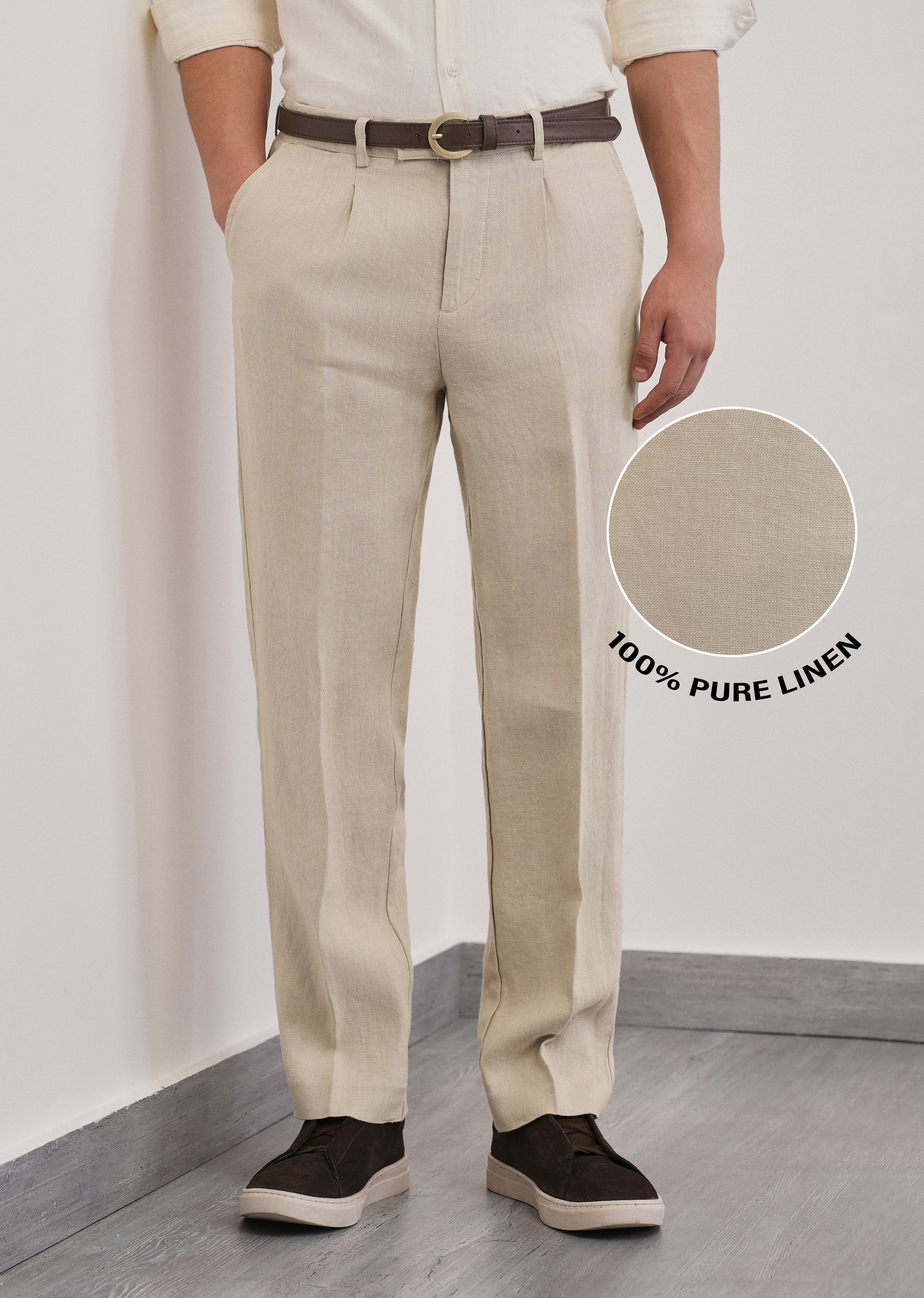 100% Pure Linen Beige Pant