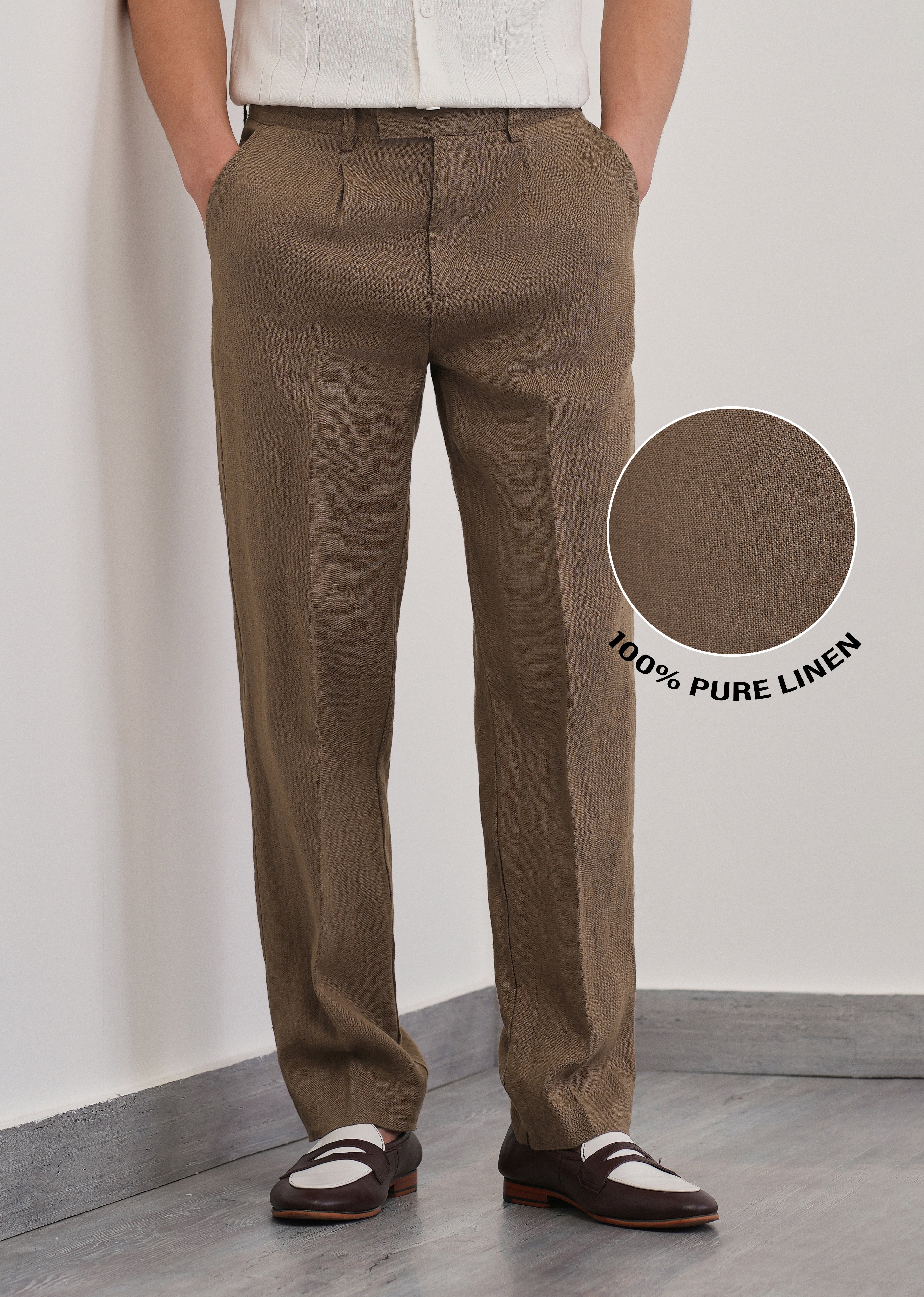 100% Pure Linen Brown Pant