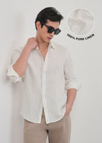100% Linen Ivory Stripe Shirt