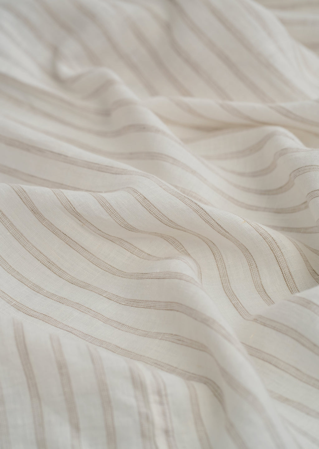 100% Linen Off-White Classic Stripe Shirt