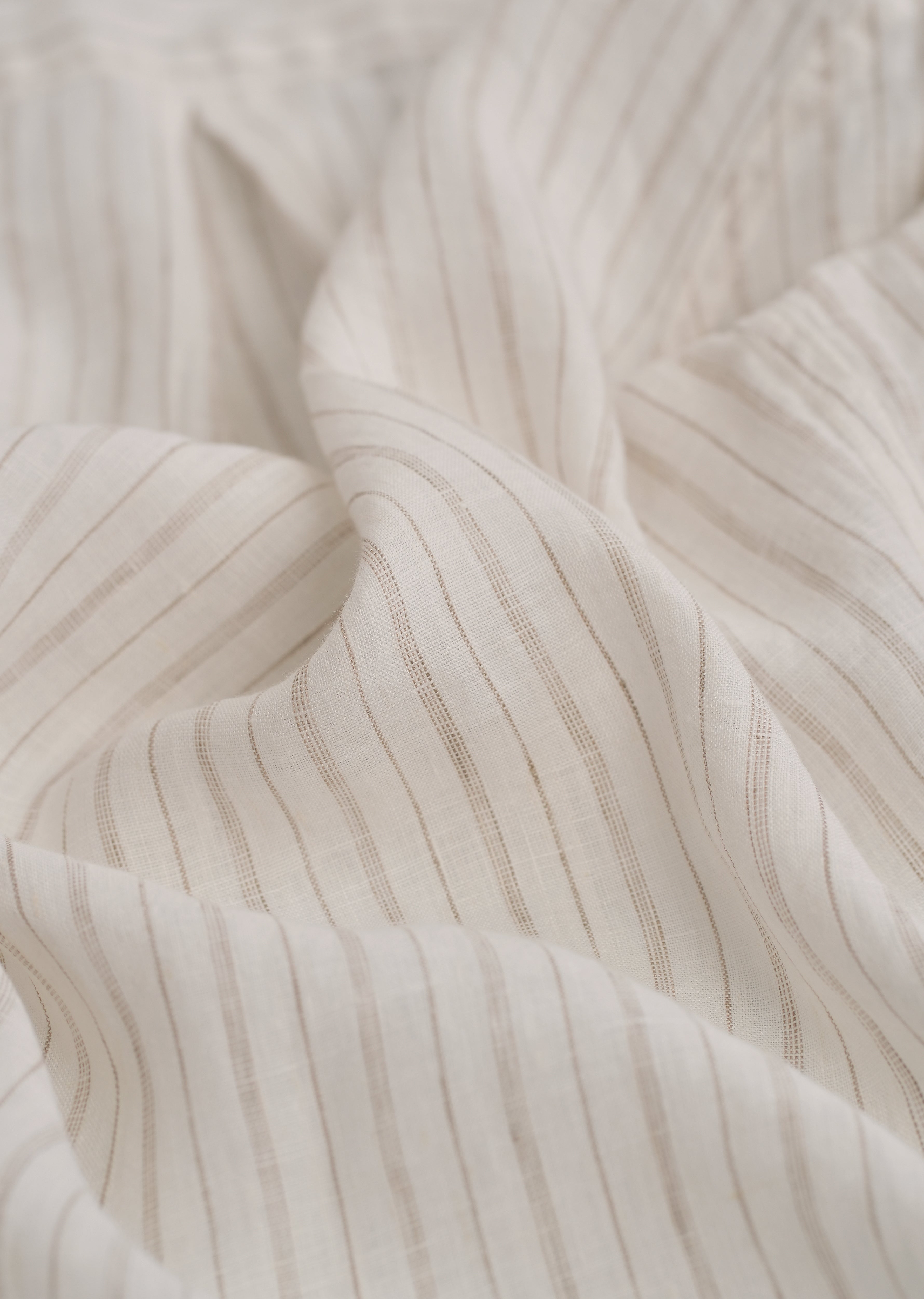 100% Linen Off-White Dual Stripe Shirt
