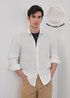 100% Linen Off-White Stripe Shirt