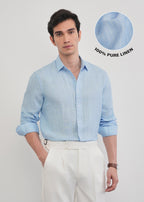 100% Linen Sky Blue Stripe Shirt
