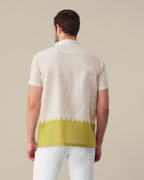 Off-White Solid Gradient Linen Blend Short Sleeve Shirt
