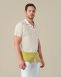 Off-White Solid Gradient Linen Blend Short Sleeve Shirt