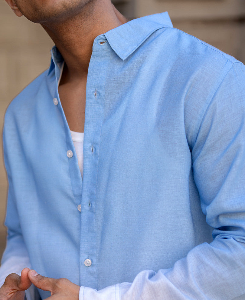 Blue Ombre Shirt 100% Cotton