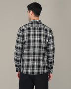 Black and White Geometric Dobby Woven Cotton Shirt