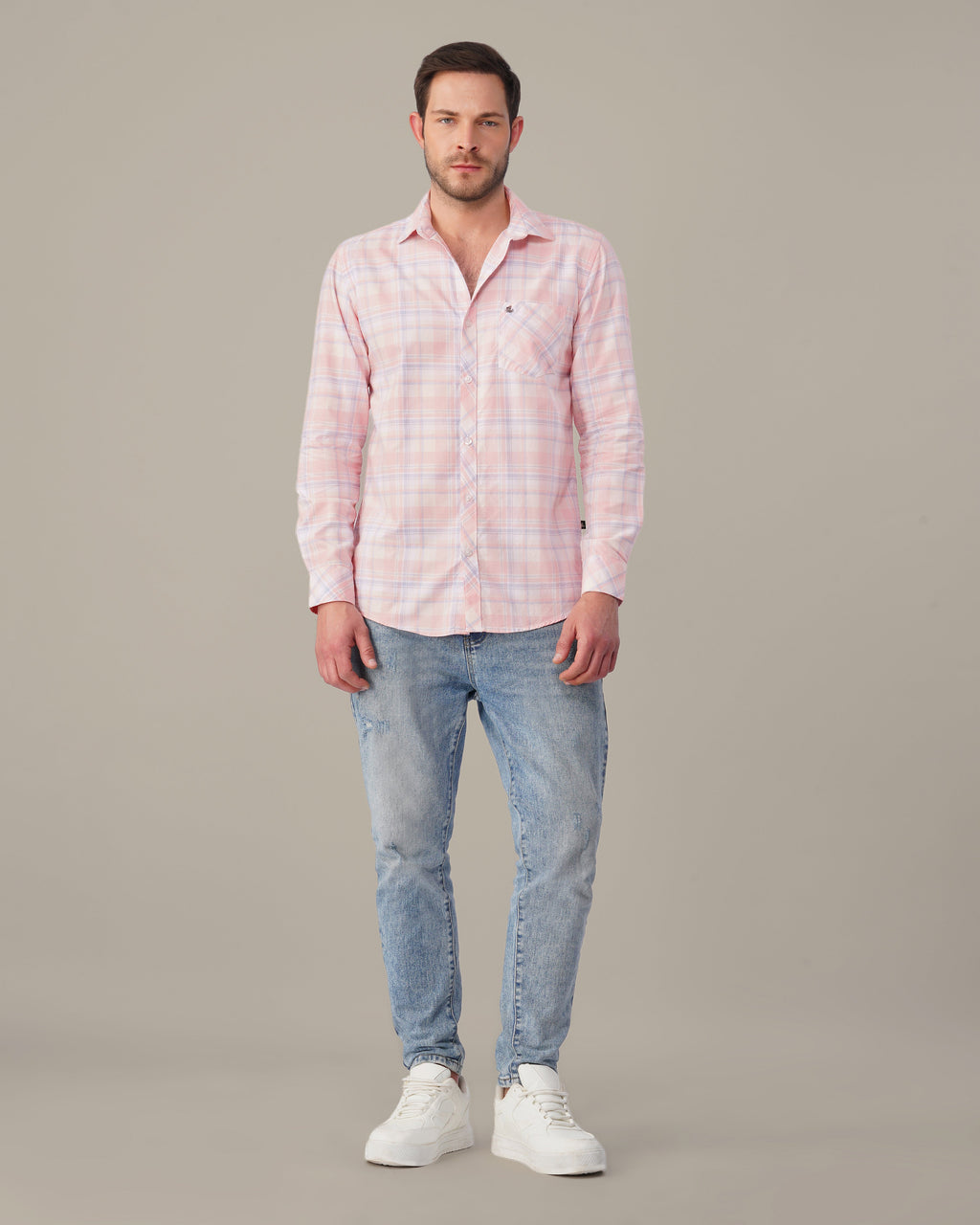 Pink and Blue Check Oxford Shirt