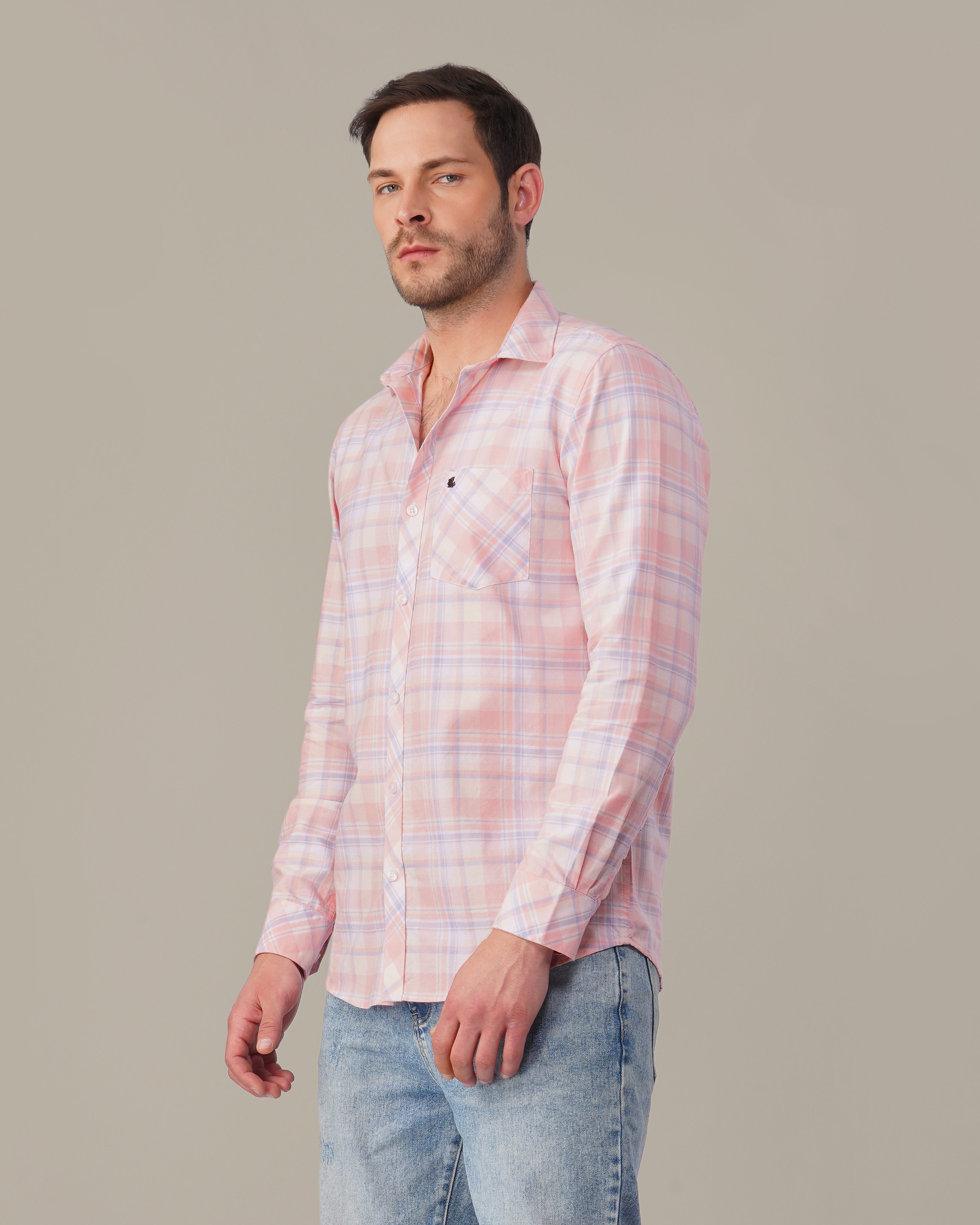 Pink and Blue Check Oxford Shirt