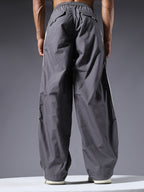 Parachute Pants For Men - Grey with White Stripe
