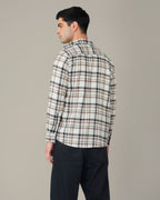 Beige and Black Plaid 100% Cotton Poplin Shirt