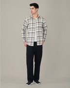 Beige and Black Plaid 100% Cotton Poplin Shirt