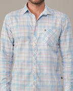 Light Blue Check Oxford Cotton Shirt