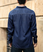 Dark Blue Washed Denim Shirt