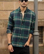 Green Button Down Checks Shirt