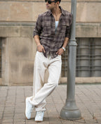 Brown Structured Checks Shirt
