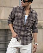 Brown Structured Checks Shirt