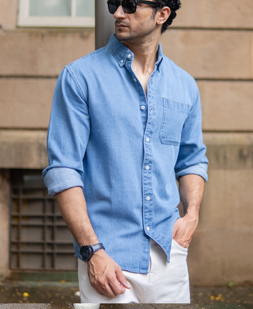 Blue Washed Denim Shirt