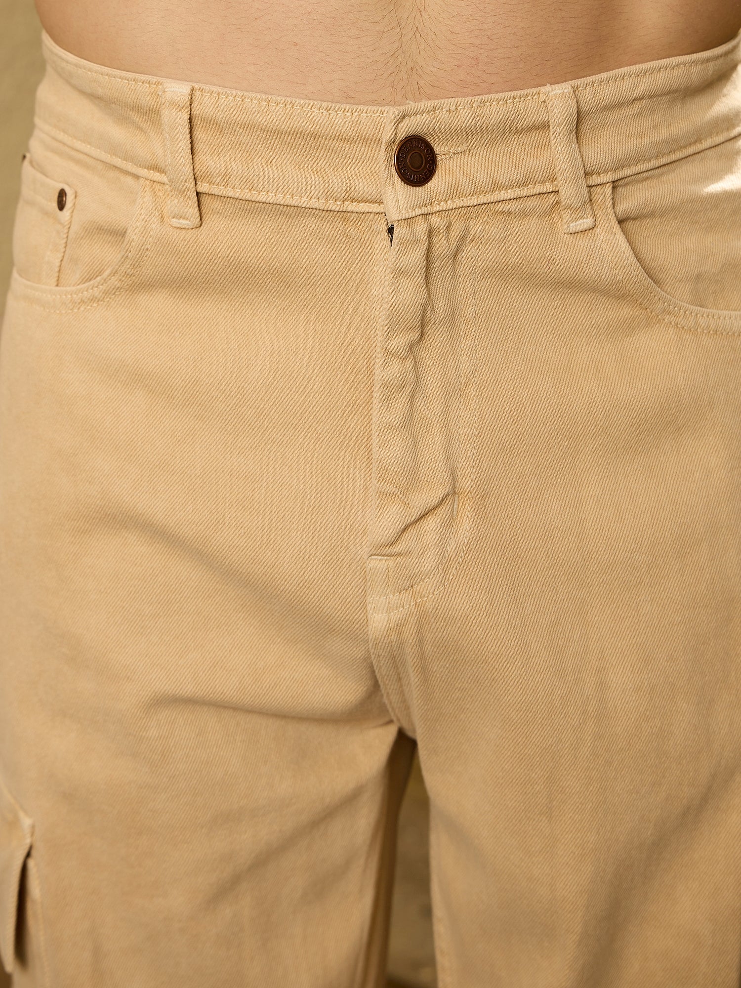 Mud Yellow Baggy Cargo Jeans