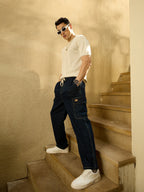 Dark Blue Korean  Cargo Jeans