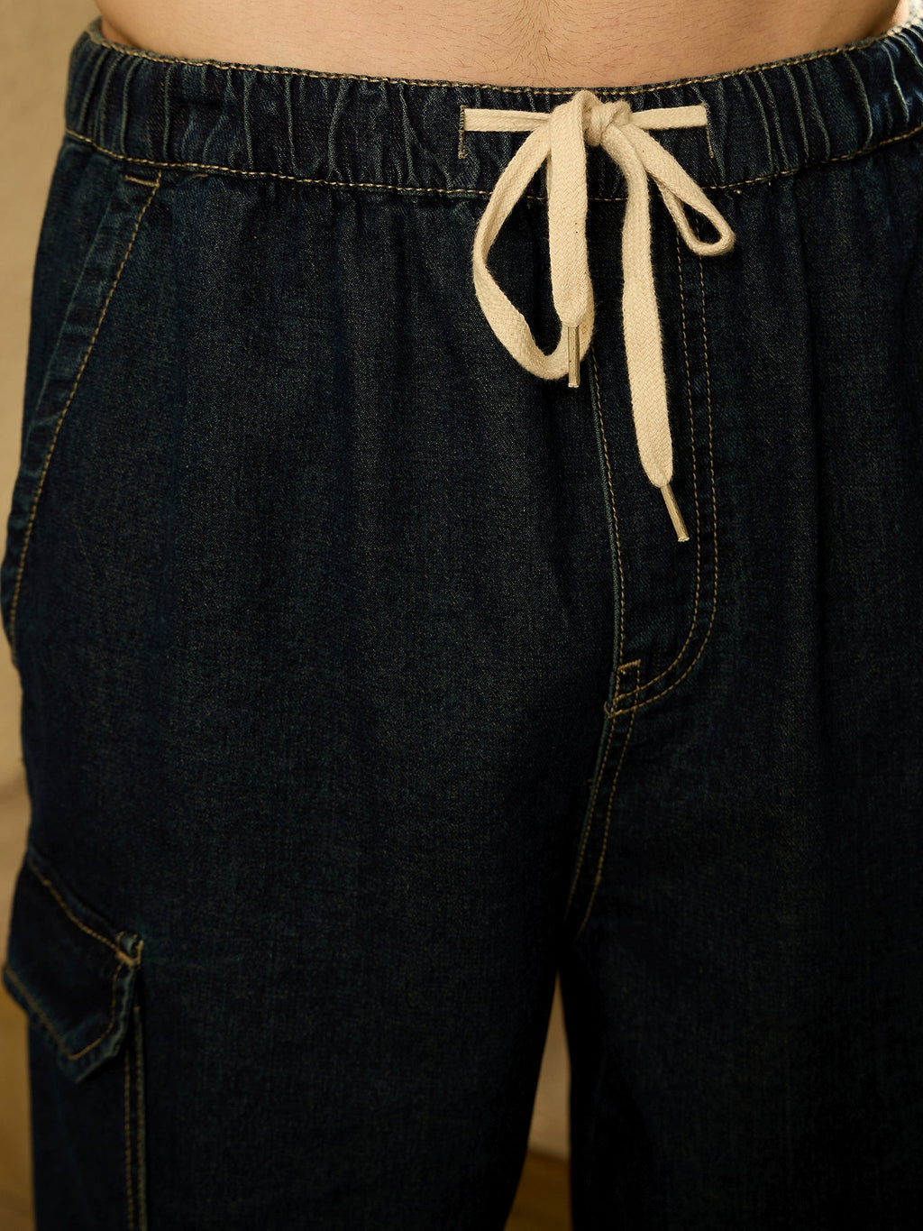 Dark Blue Korean  Cargo Jeans