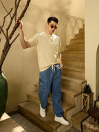 Blue Korean Baggy Cargo Jeans