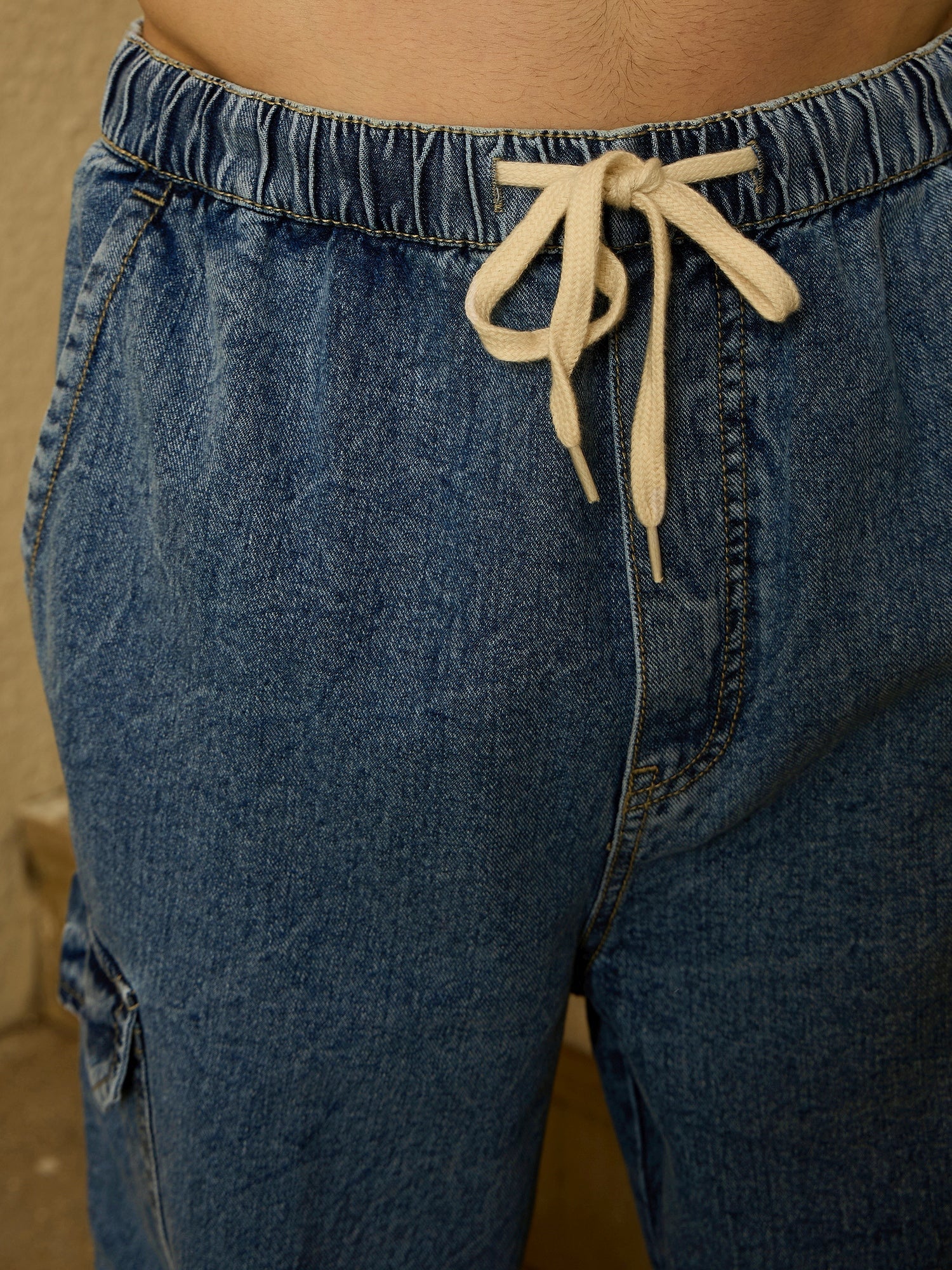 Blue Korean Baggy Cargo Jeans
