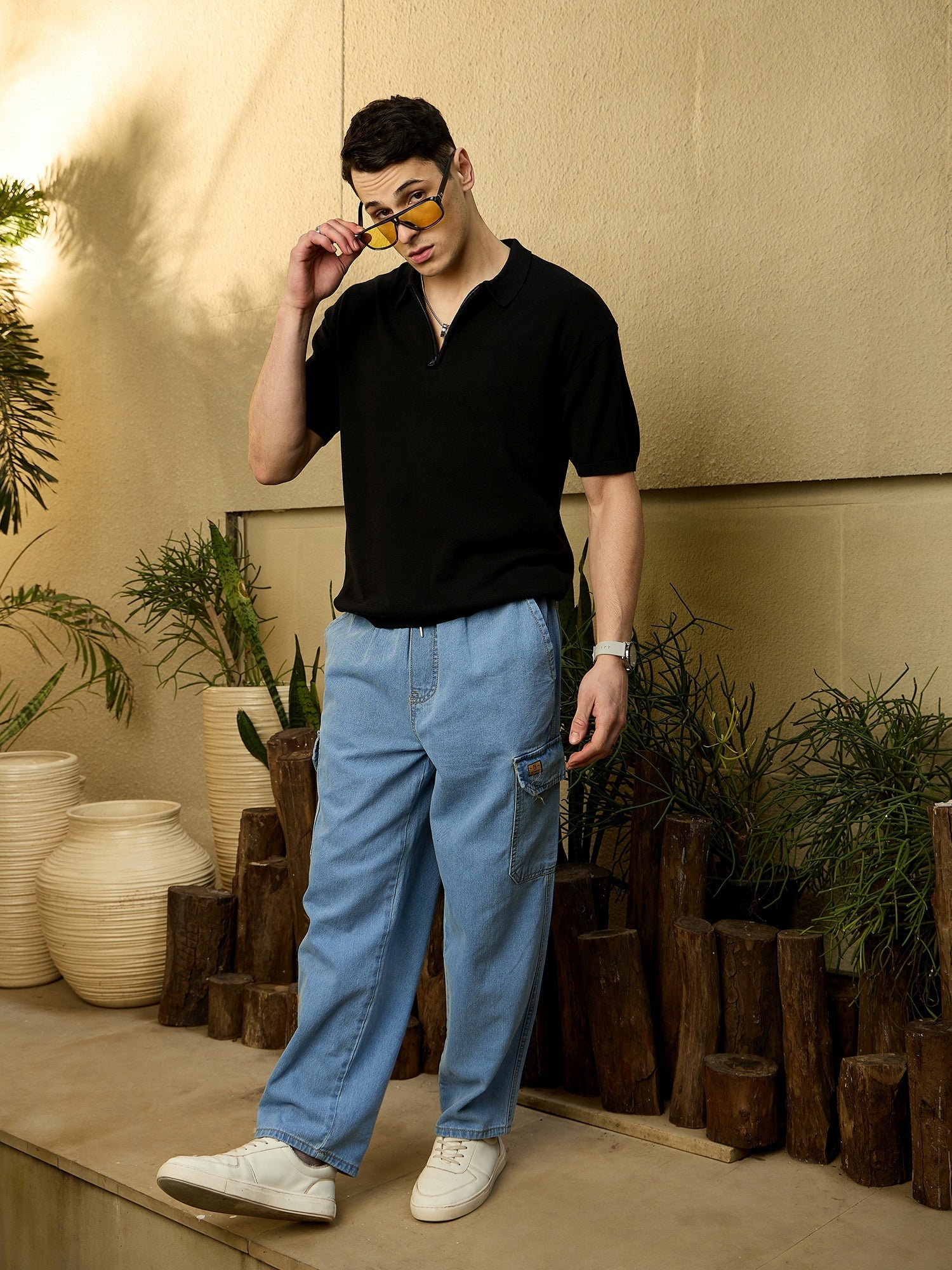 Light Blue Baggy Cargo Jeans