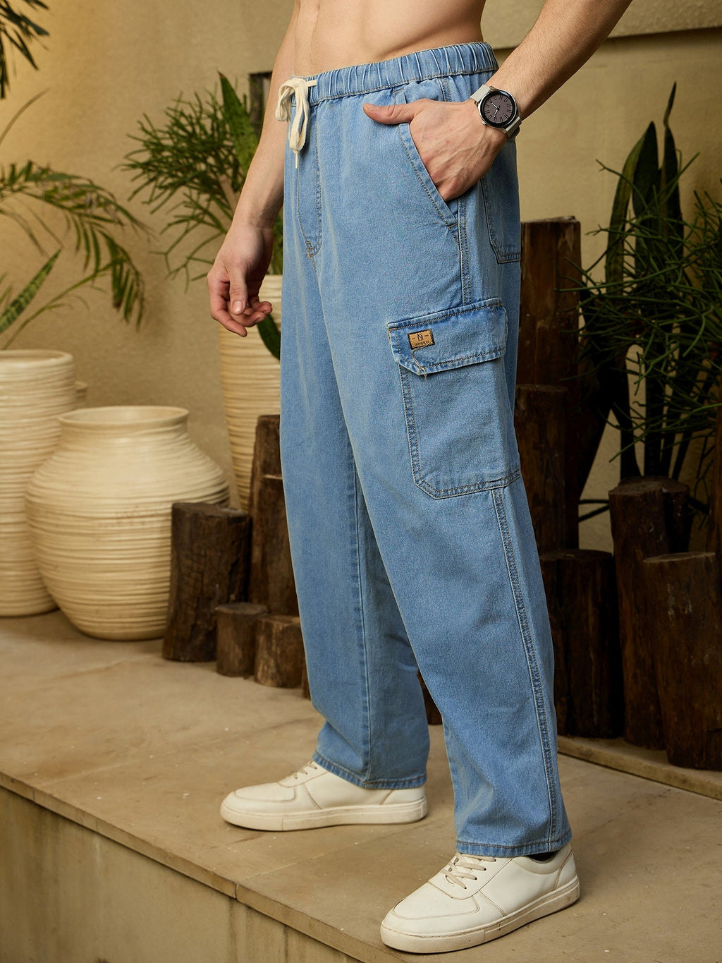 Light Blue Baggy Cargo Jeans