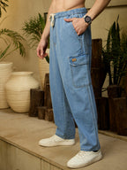 Light Blue Baggy Cargo Jeans