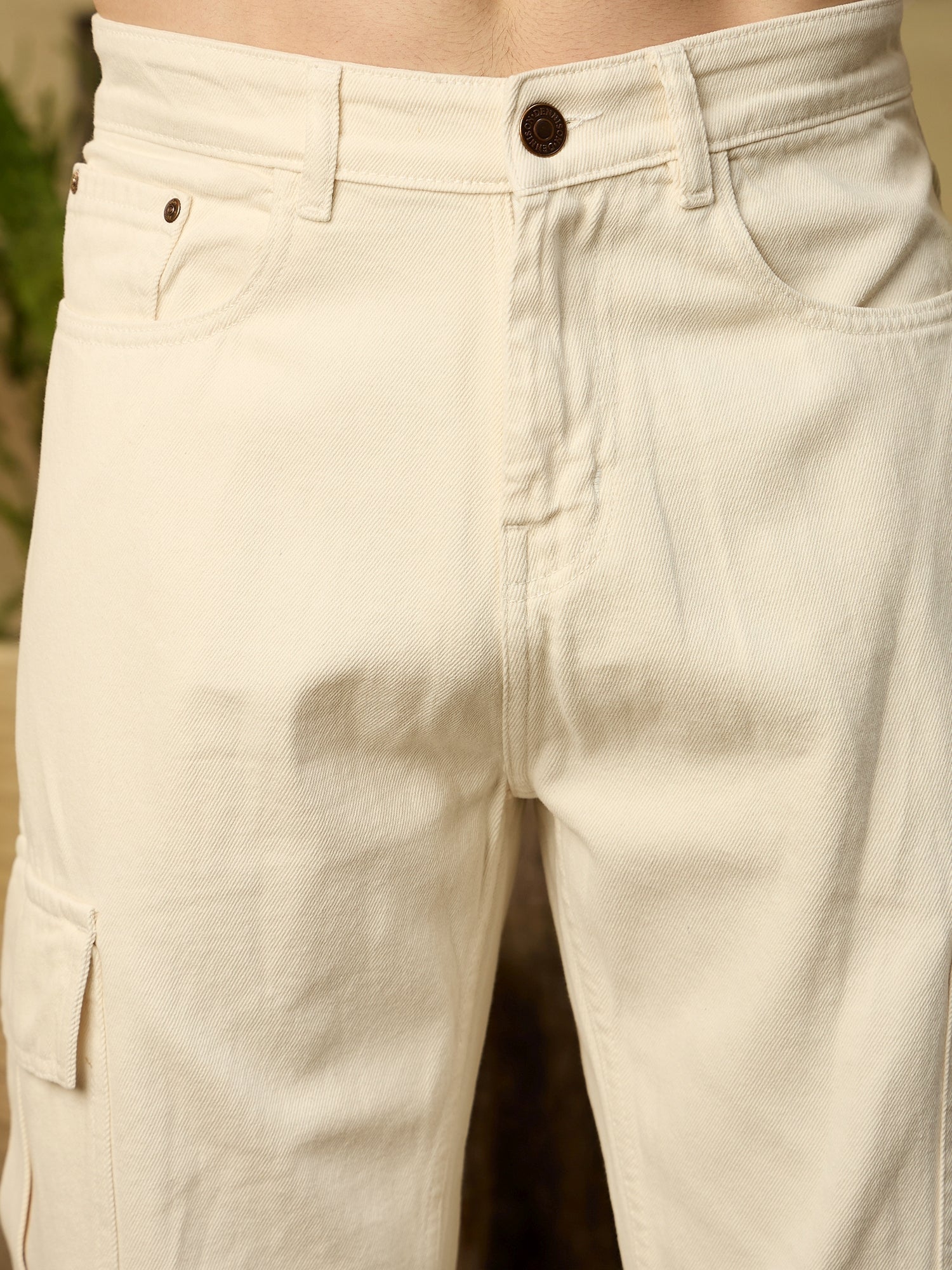 Off White Korean Cargo Jeans