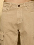 Cream Korean Cargo Jeans
