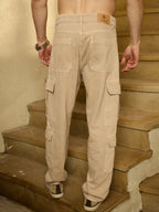 Cream Korean Cargo Jeans