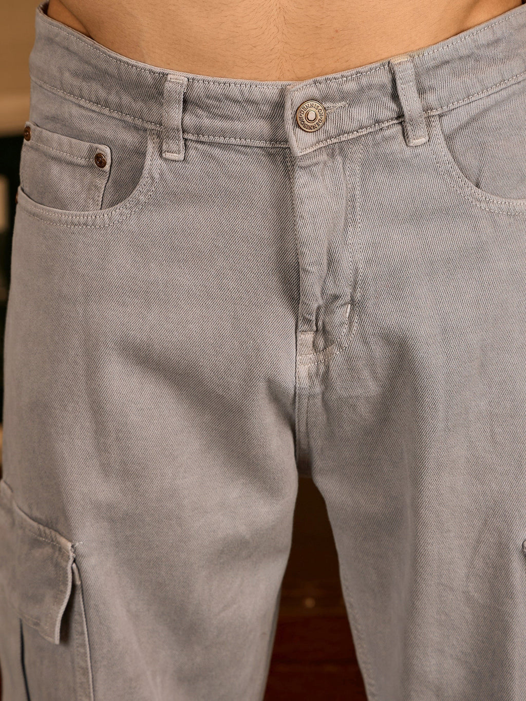Light Grey Korean  Cargo Jeans