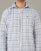 Pink And Blue Plaid Linen Cotton Dobby Check Shirt