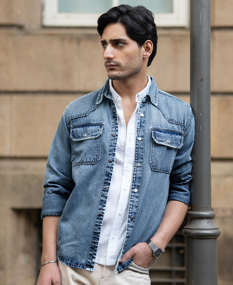 Mid Blue Denim Shirt