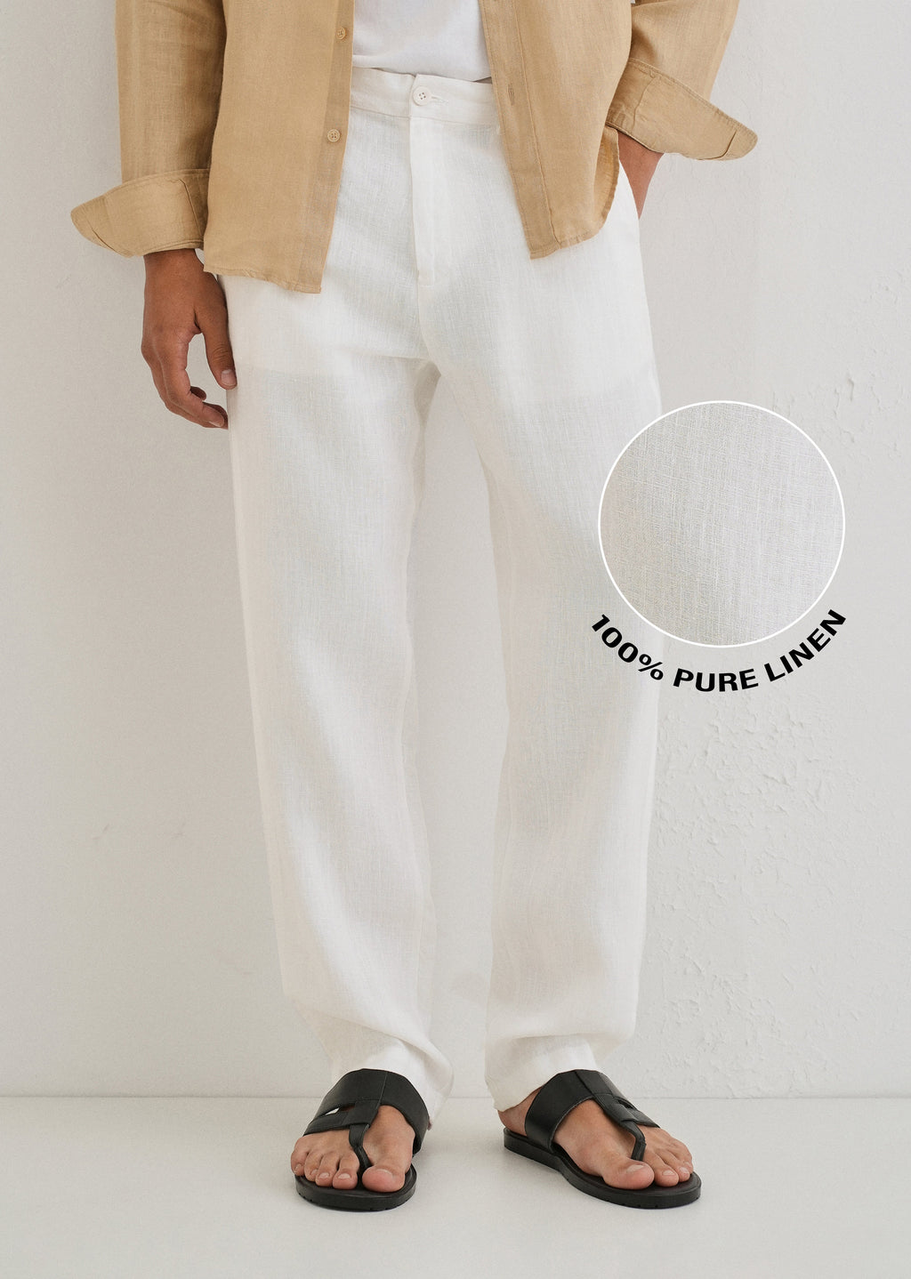 Glacier White Linen pant