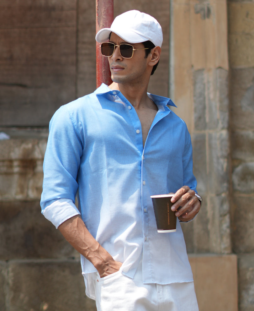 Blue Ombre Shirt 100% Cotton