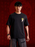 Men’s bold chest print oversized T-shirt | Black