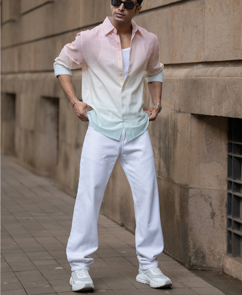Multicolour Lightweight Ombre Shirt 100% Cotton