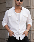 White Regular Fit Full Sleeves Shirt 100% Cotton