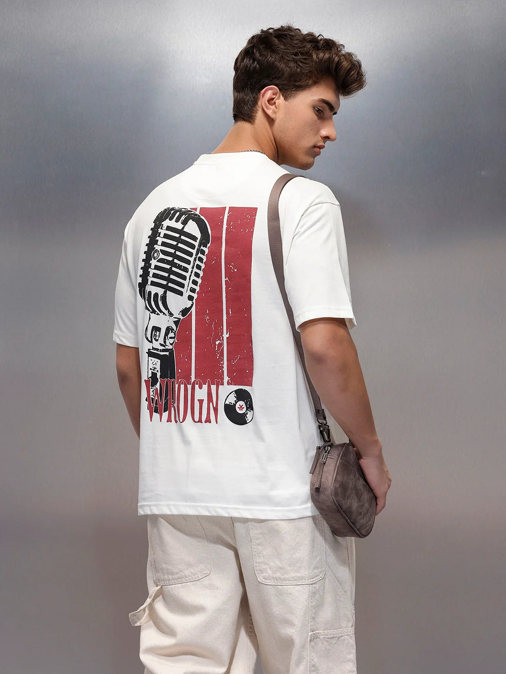 Casual Back Printed Oversized T-Shirt  | White