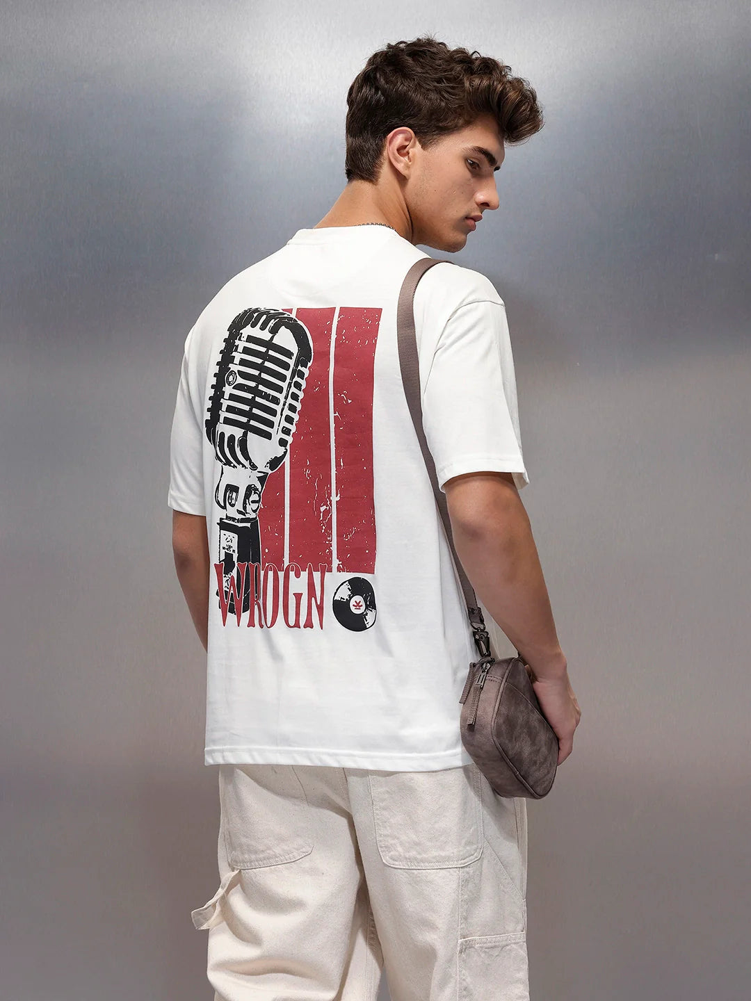 Casual Back Printed Oversized T-Shirt  | White