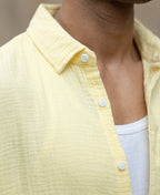 Yellow Crinkled Shirt 100% Cotton