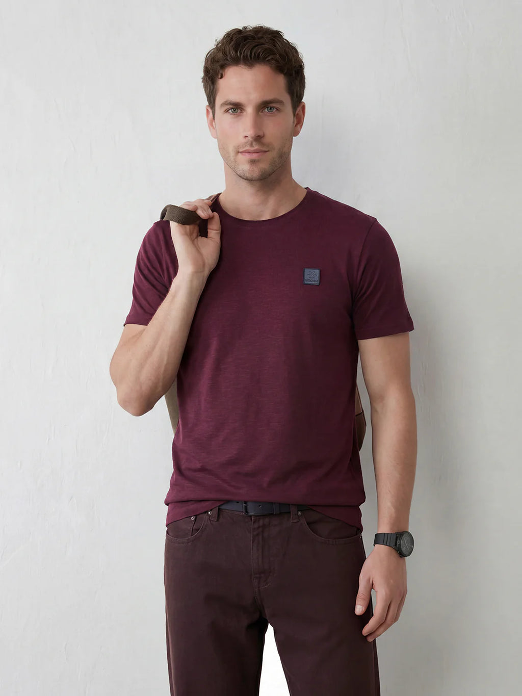 Slub Cotton Slim Fit Tee | Maroon