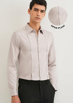 Mink Gray Front Panel Open Pleat Shirt