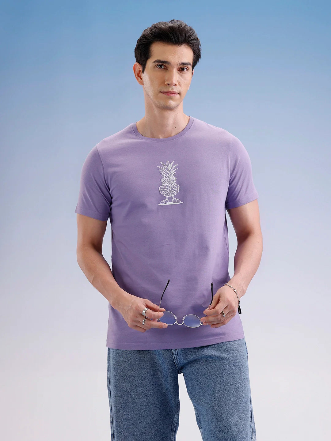 Slim Fit Classic Embroidered T-Shirt  | Purple